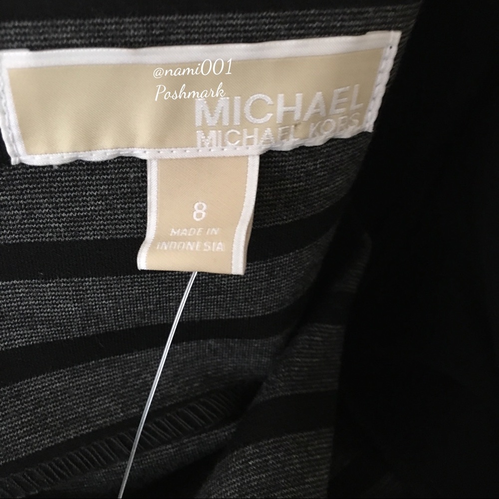 Michael Kors Derby Tunic Top Black/Gray Stripe NWOT - Picture 6 of 7
